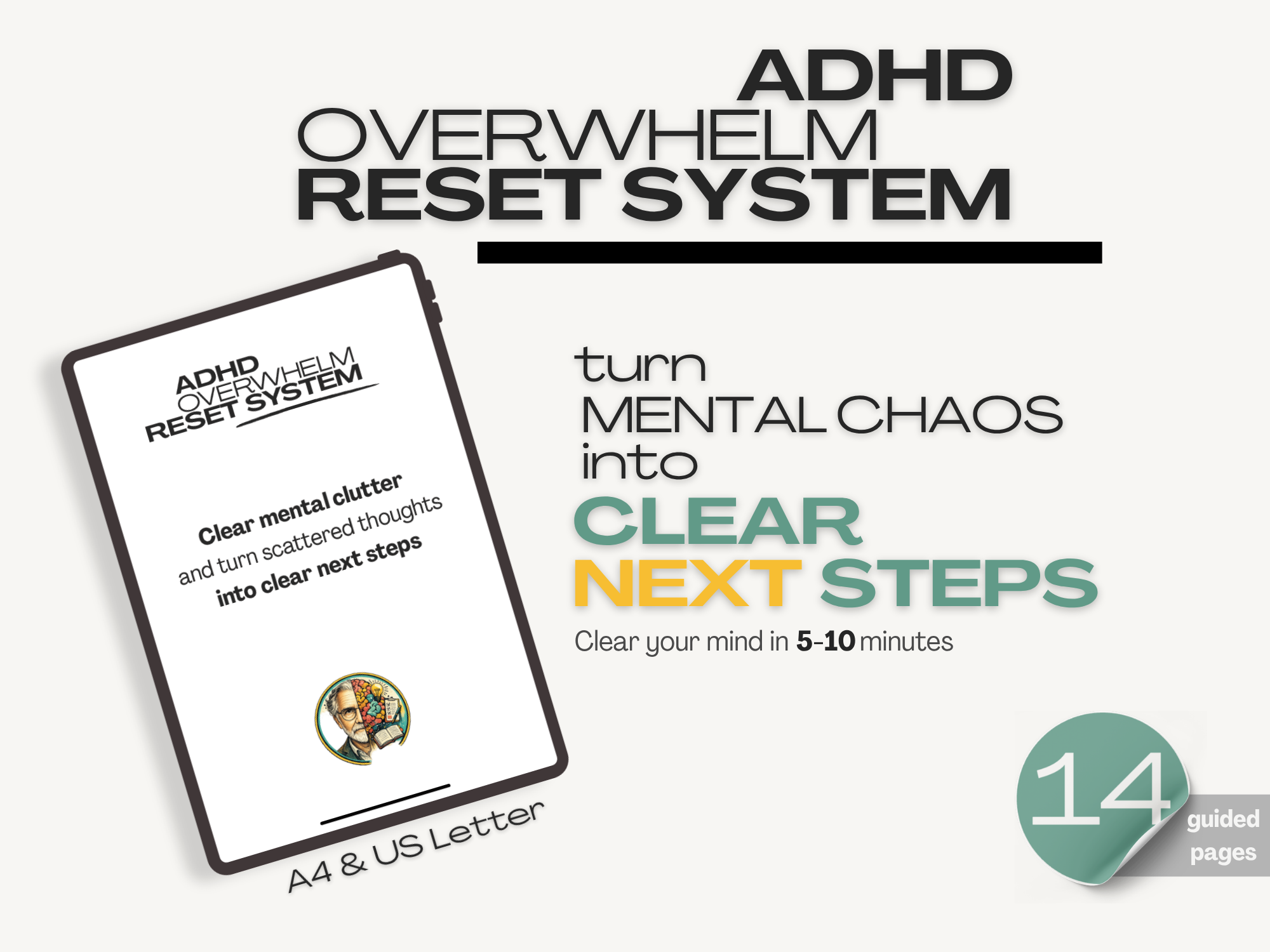 ADHD Overwhelm Reset System | Clear Mental Clutter Into Next Steps